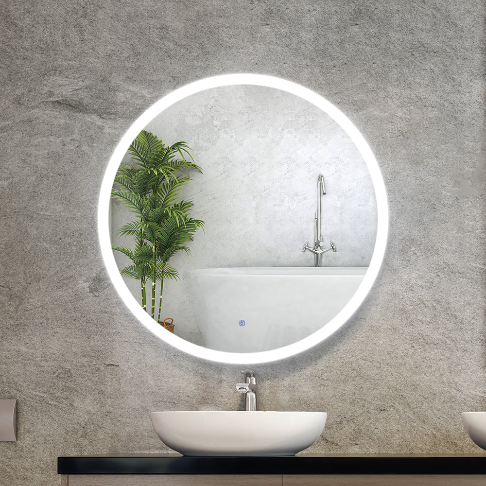LED Wall Mirror Bathroom Mirrors With Light 90CM Decor Round Decorative - Nurns