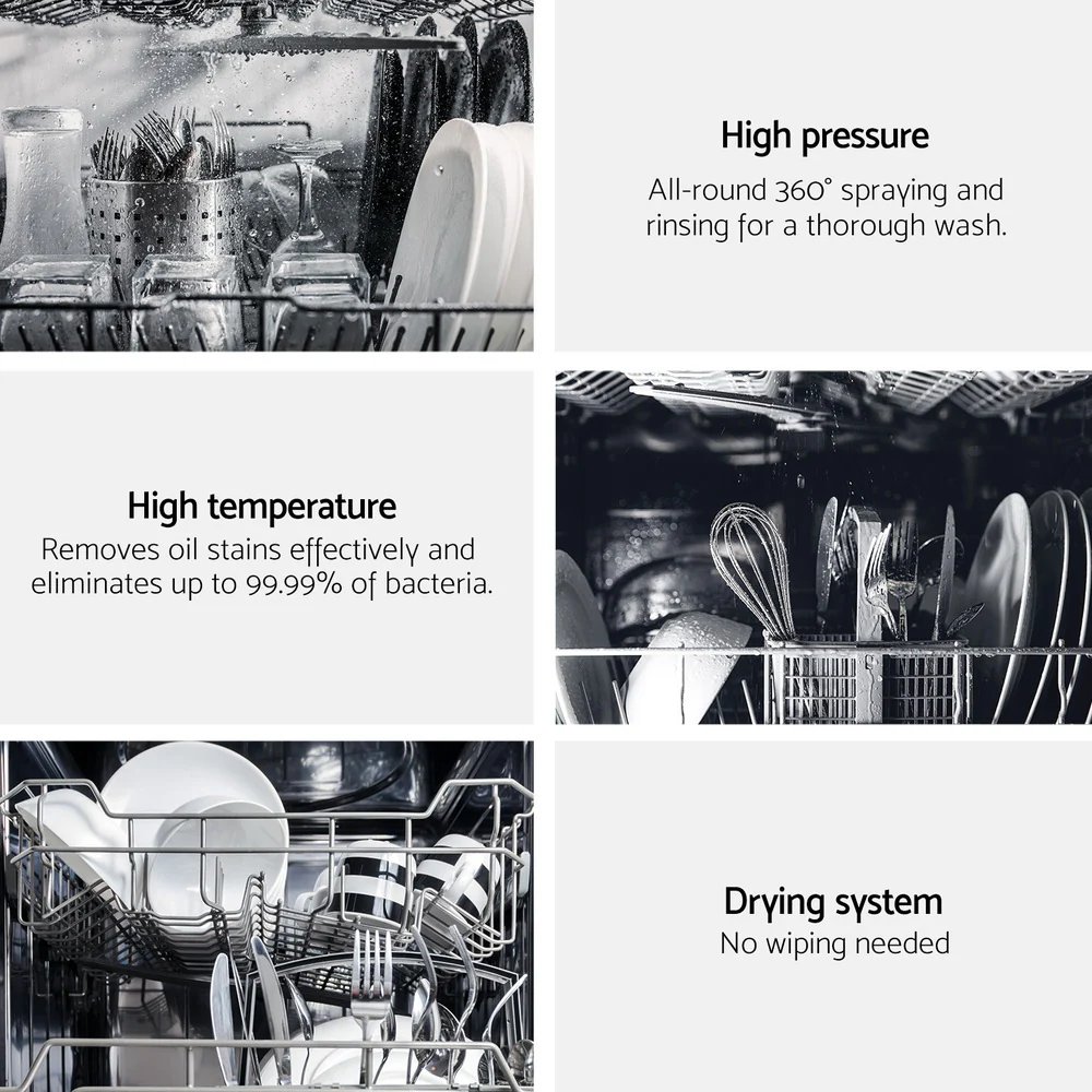 Devanti 10 Place Settings Freestanding Dishwasher Black - Nurns