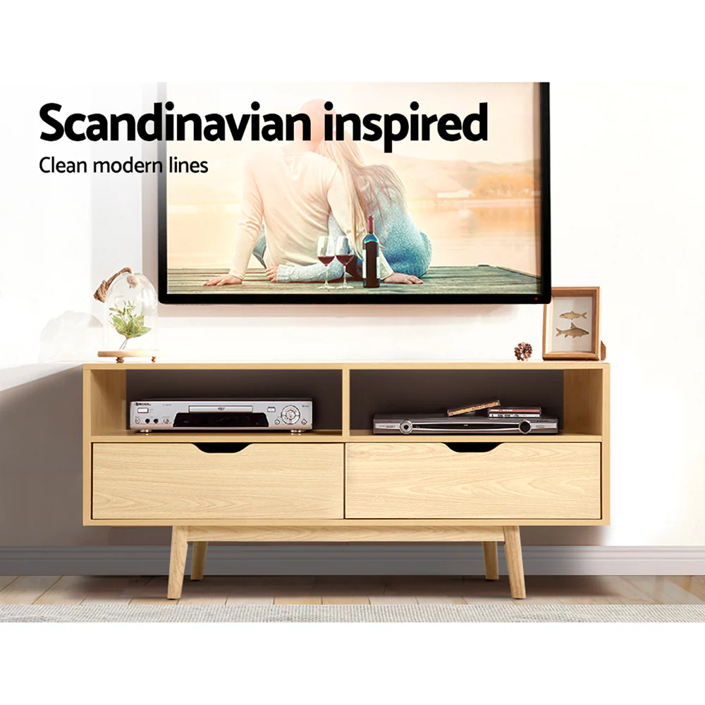 Vali 120cm TV Cabinet Entertainment Unit Stand Wooden Storage Scandinavian - Wood - Nurns