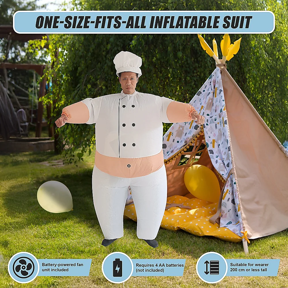 CHEF Fancy Dress Inflatable Suit - Fan Operated Costume - Nurns