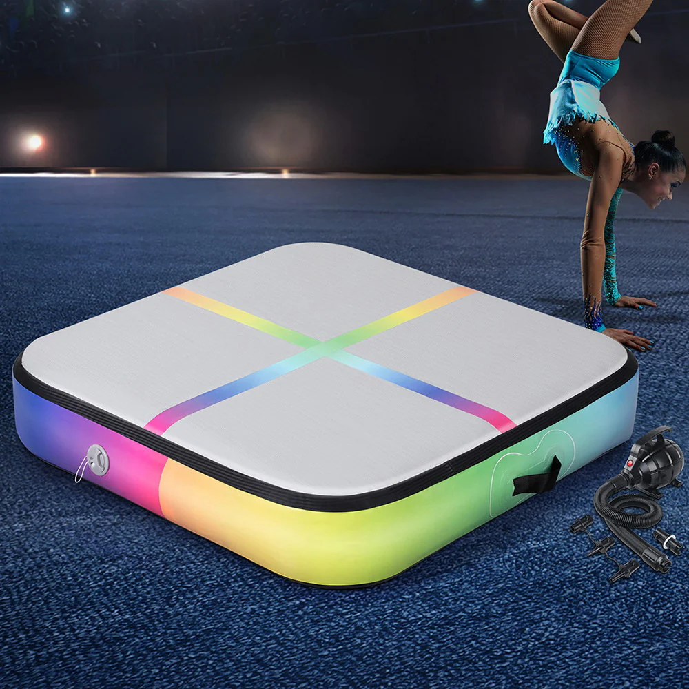 Everfit 1m Air Track Mat Inflatable Gymnastics Tumbling Mat W/ Pump Colourful - Nurns