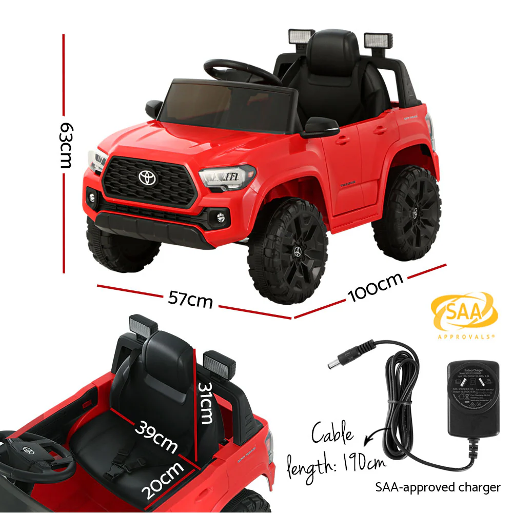 Toyota Ride On Car Kids Electric Toy Cars Tacoma Off Road Jeep 12V Battery - Red - Nurns