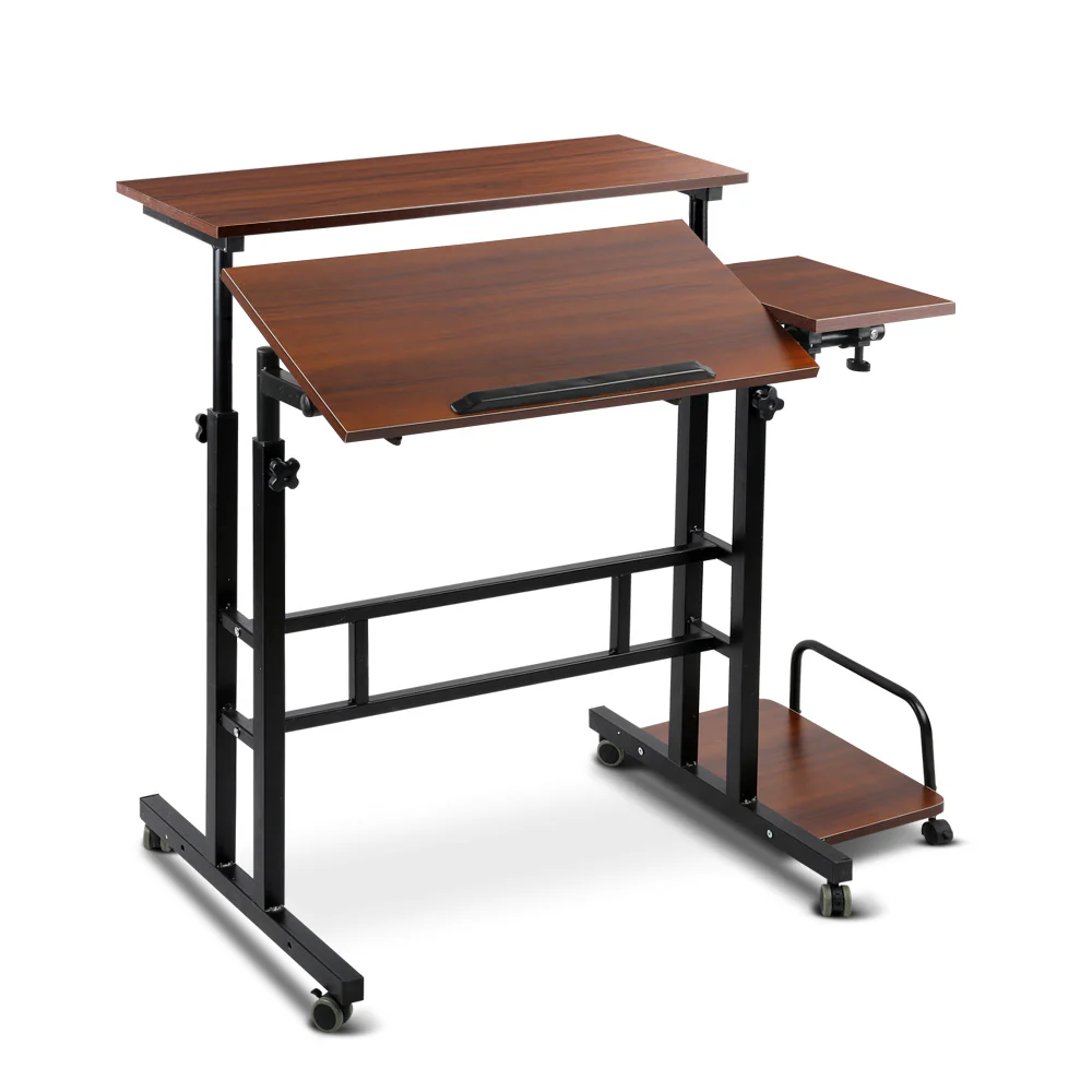 Artiss Laptop Desk Table Adjustable Dark Wood 80cm - Nurns