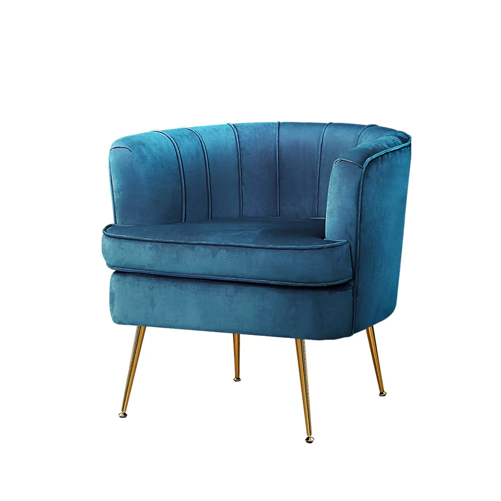 Makayla Accent Velvet Lounge Armchair - Navy - Nurns