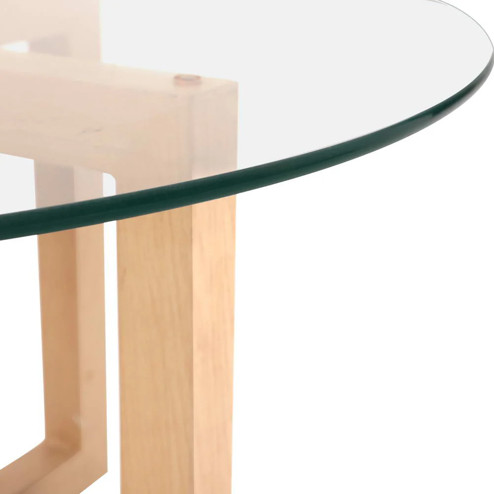 Idas Coffee Table 80cm Round Tempered Glass - Wood - Nurns