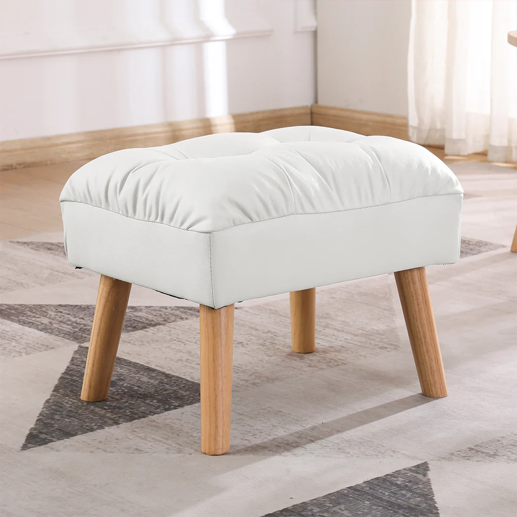 Accent Ottoman Chair Footstool - Cream - Nurns