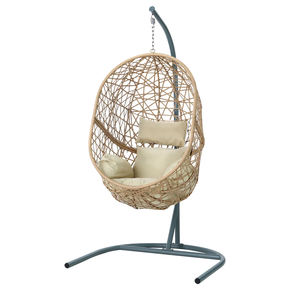 Yoshi Egg Swing Chair Wicker with Stand - Yellow - Nurns