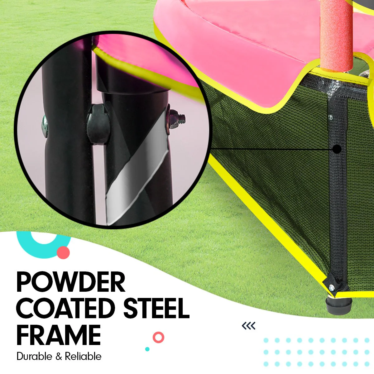 Kahuna Trampoline 4.5FT Round Free Safety Net Spring Pad Cover Mat Outdoor Green Pink - Nurns