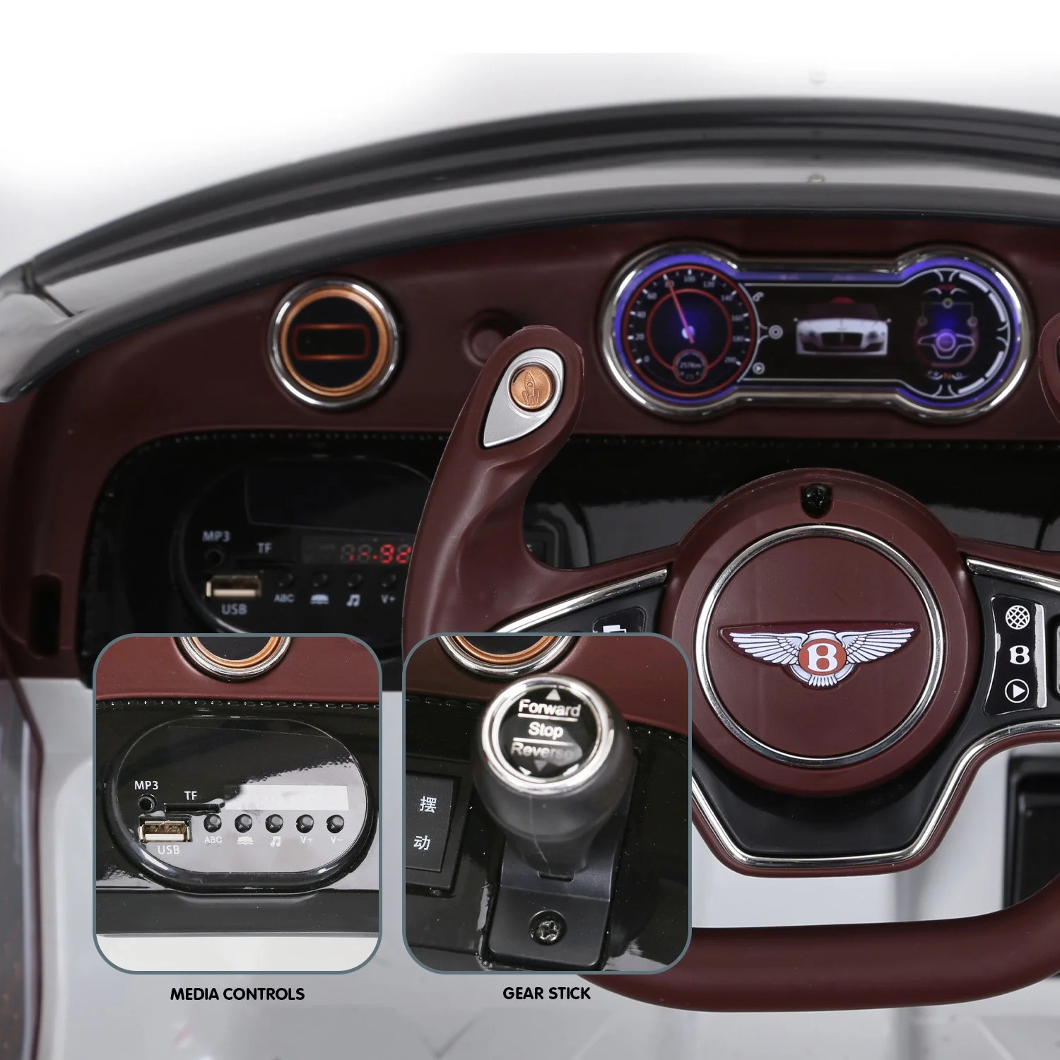 Bentley Exp 12 Speed 6E Licensed Kids Ride On Electric Car Remote Control - White - Nurns