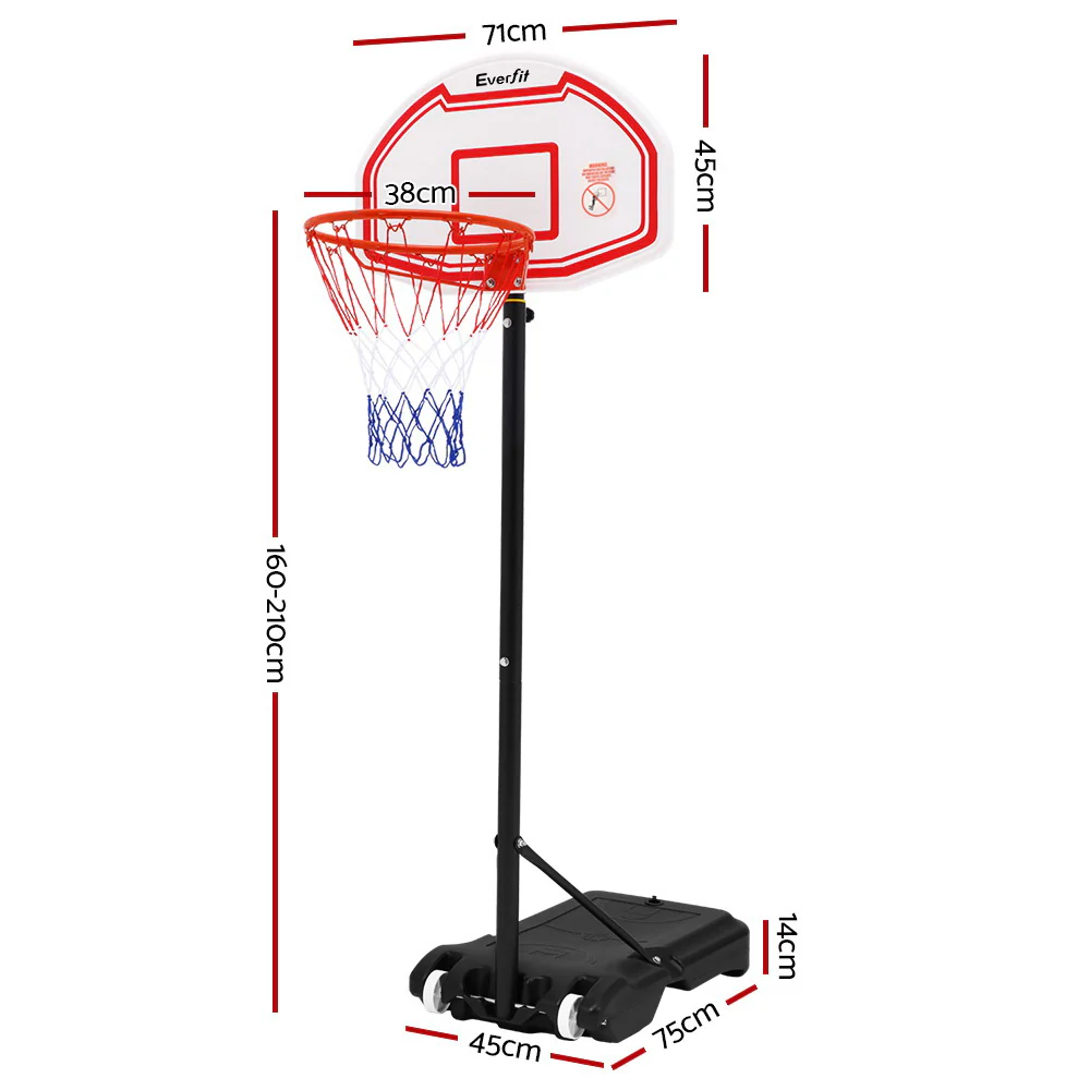 Everfit 2.1M Basketball Hoop Stand System Adjustable Portable Pro Kids White - Nurns