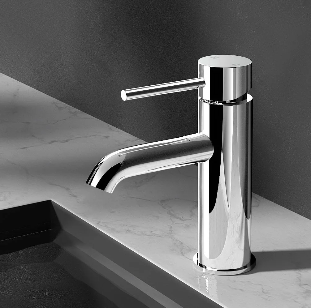 Bathroom Basin Mixer Tap Round Brass Faucet Vanity Laundry Chrome - Nurns