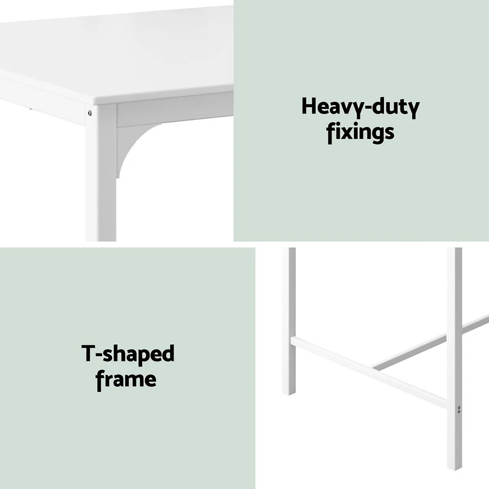 Bar Table Dining Desk High Kitchen Shelf Metal Legs Cafe Pub - White - Nurns