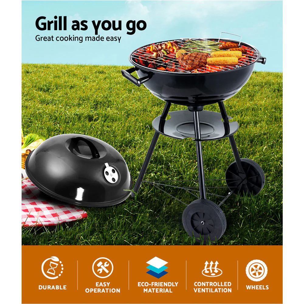 Charcoal BBQ Smoker Drill Outdoor Camping Patio Barbeque Steel Oven - Nurns