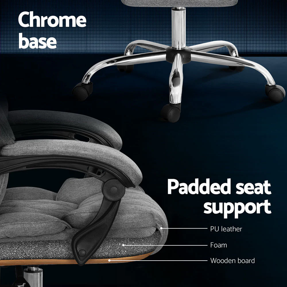 Artiss Executive Office Chair Fabric Recliner Grey - Nurns