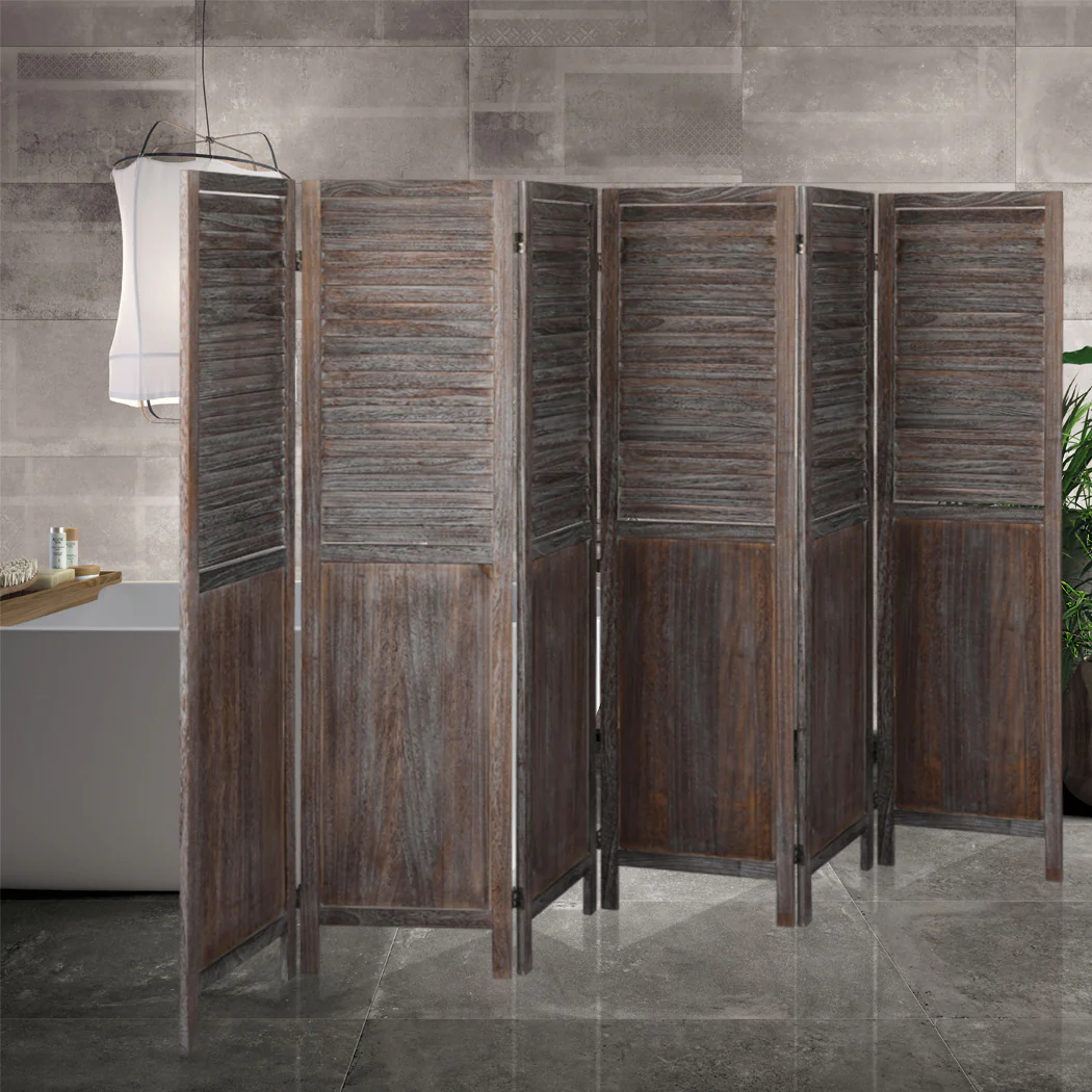 6 Panel Partition Room Divider - Brown - Nurns