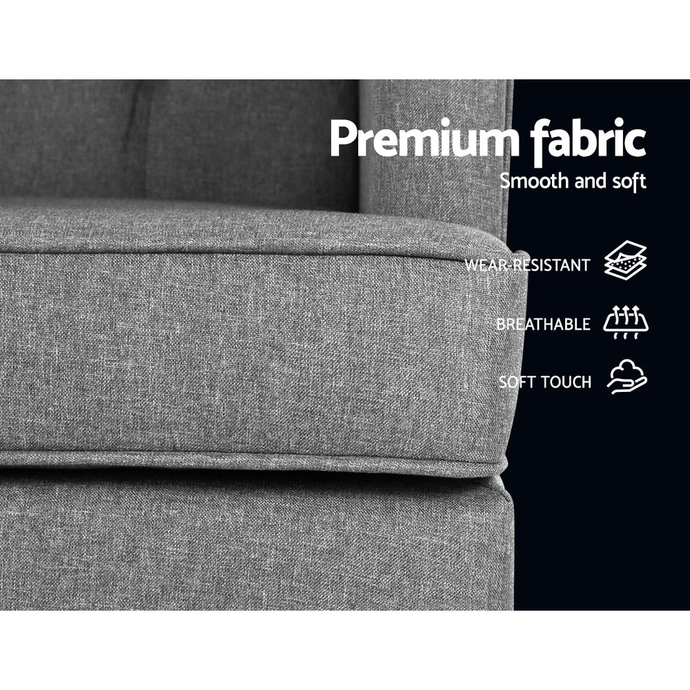 Astraea Rocking Armchair Fabric Chair Lounge Recliner - Grey - Nurns