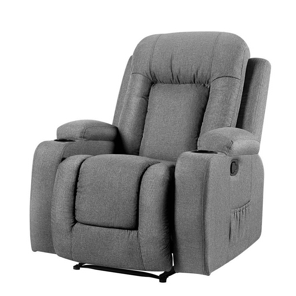 Artemis Recliner Chair Electric Massage Chair Fabric Lounge Heated - Grey - Nurns