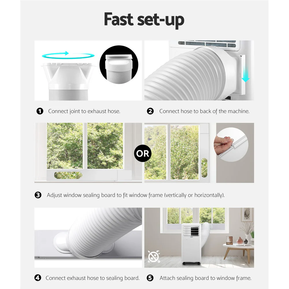 Portable Air Conditioner Cooling Mobile Fan Cooler Dehumidifier White 2000W - Nurns