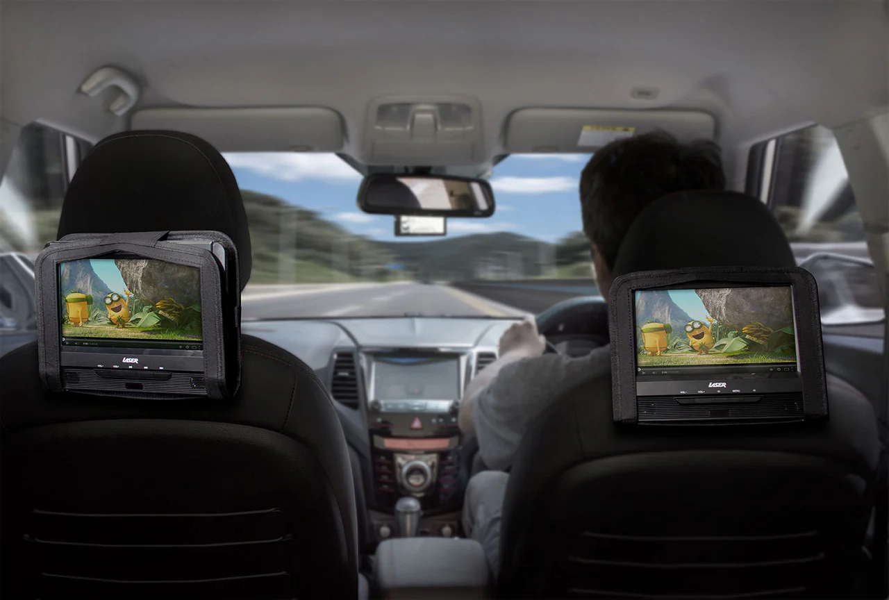 Laser 9 Inch Dual Screen DVD Player - Black - Nurns