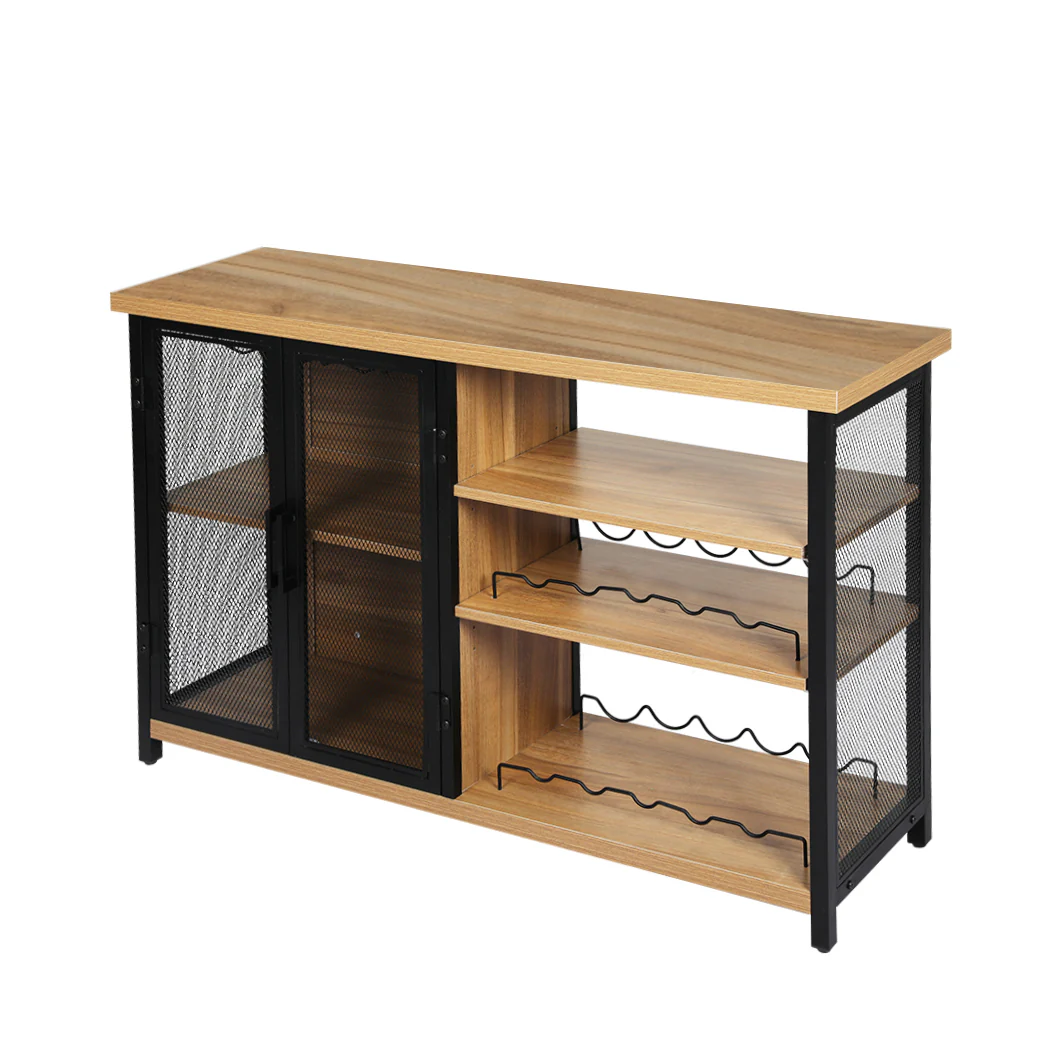 Bar Cabinet Buffet Sideboard - Oak & Black - Nurns