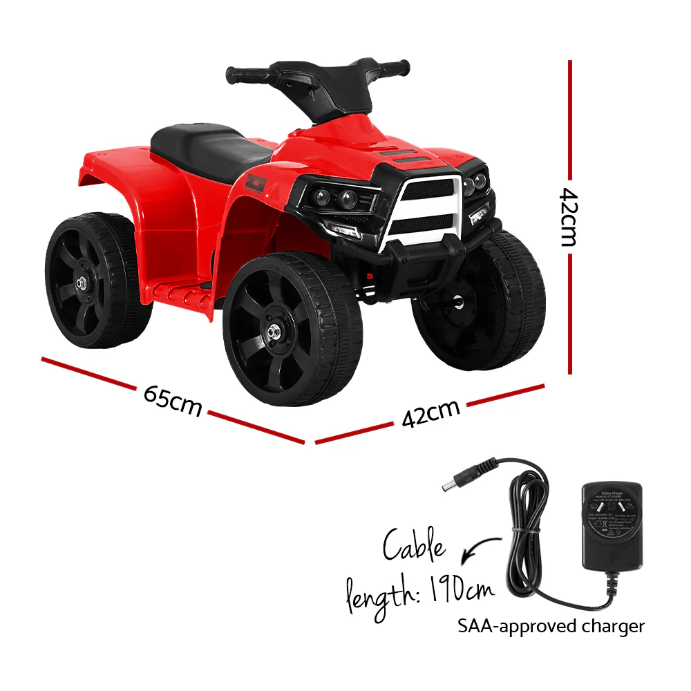 Kids Ride On ATV Quad Motorbike Car 4 Wheeler Electric Toys Battery - Red - Nurns