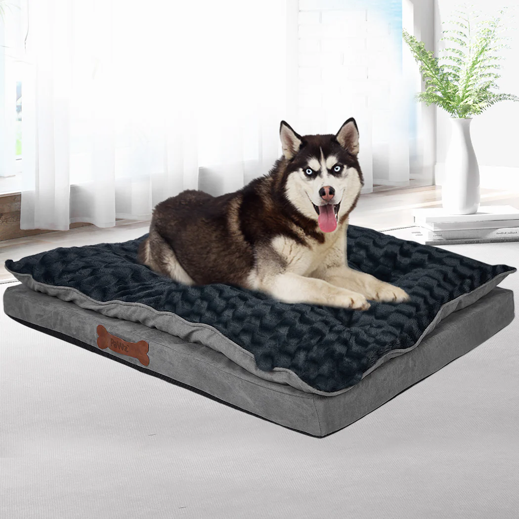 MEDIUM Dog Beds Calming Warm Soft Plush Comfy - Grey - Nurns