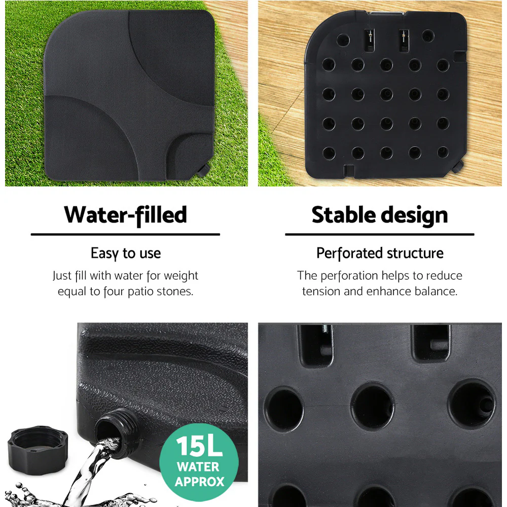 Instahut 3m Umbrella w/Base Outdoor Cantilever Beach Garden Patio Parasol Black - Nurns