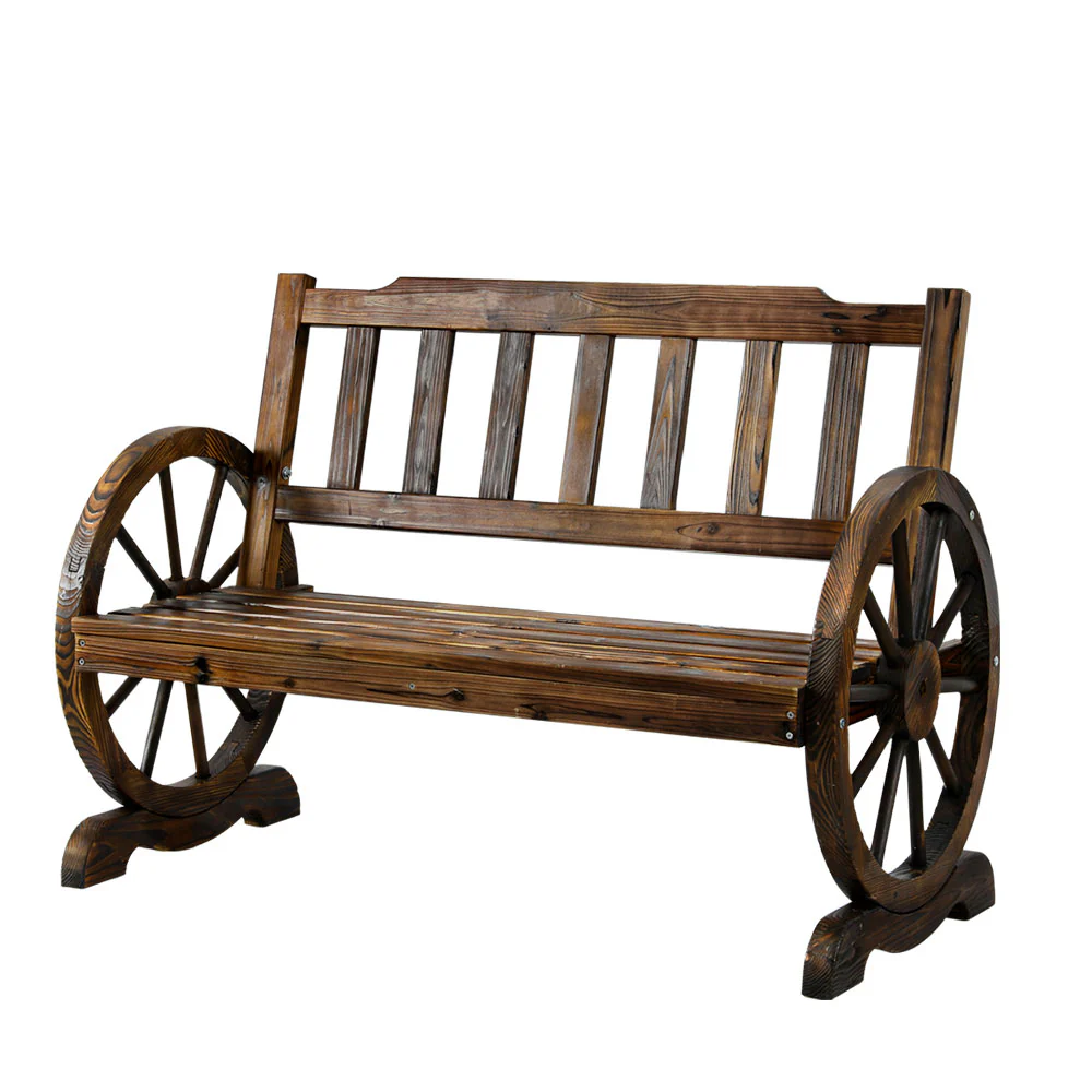 Celestia Wooden Wagon Wheel Chair - Brown - Nurns