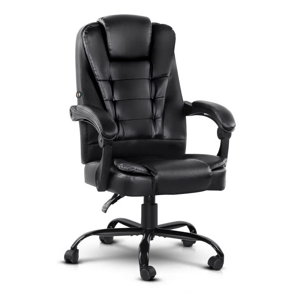 Artiss Massage Office Chair Executive Computer Gaming Chairs Black PU Leather - Nurns