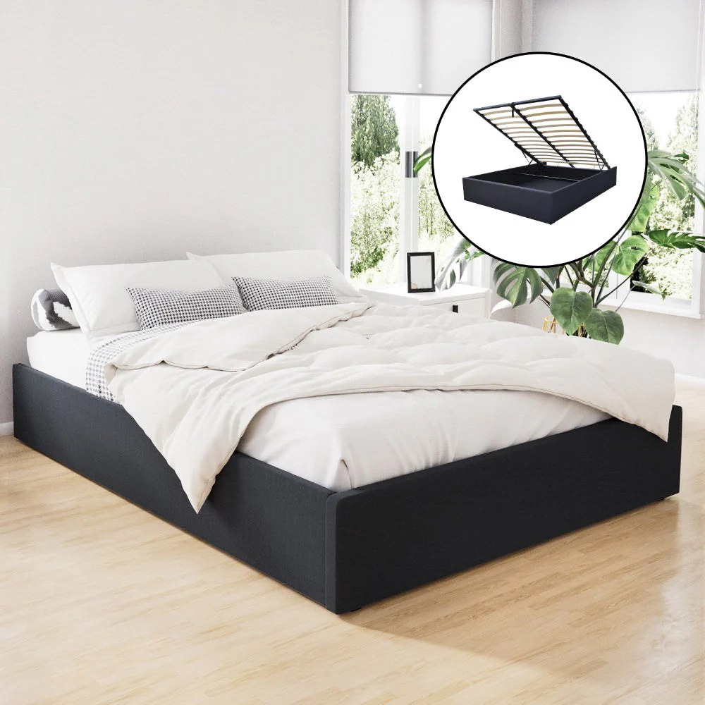 Mercury Bed & Mattress Package with 34cm Mattress - Charcoal Queen - Nurns