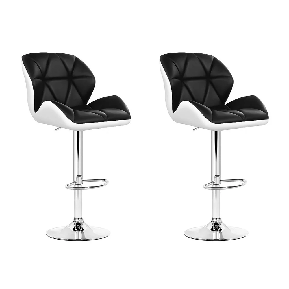 Set of 2 Exeter Kitchen Bar Stools - White, Black & Chrome - Nurns