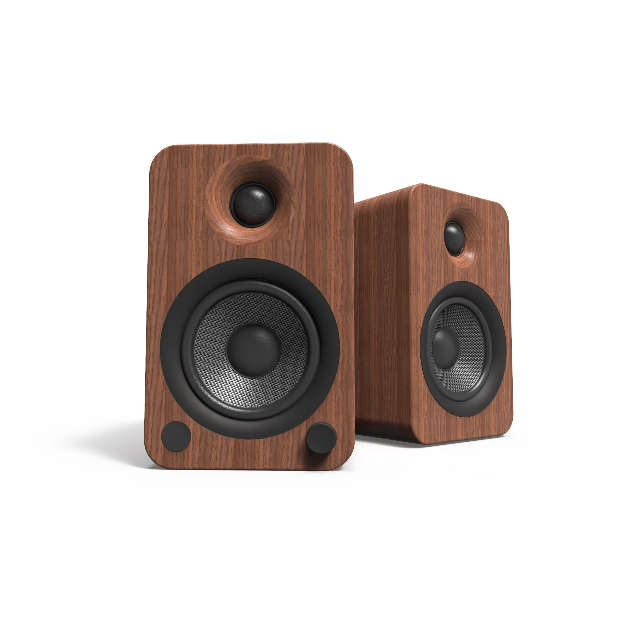 YU4 140W Powered Bookshelf Speakers with Bluetooth and Phono Preamp Pair - Walnut - Nurns