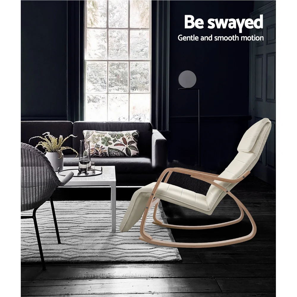 Maribel Rocking Armchair Footrest Nursing - Beige - Nurns