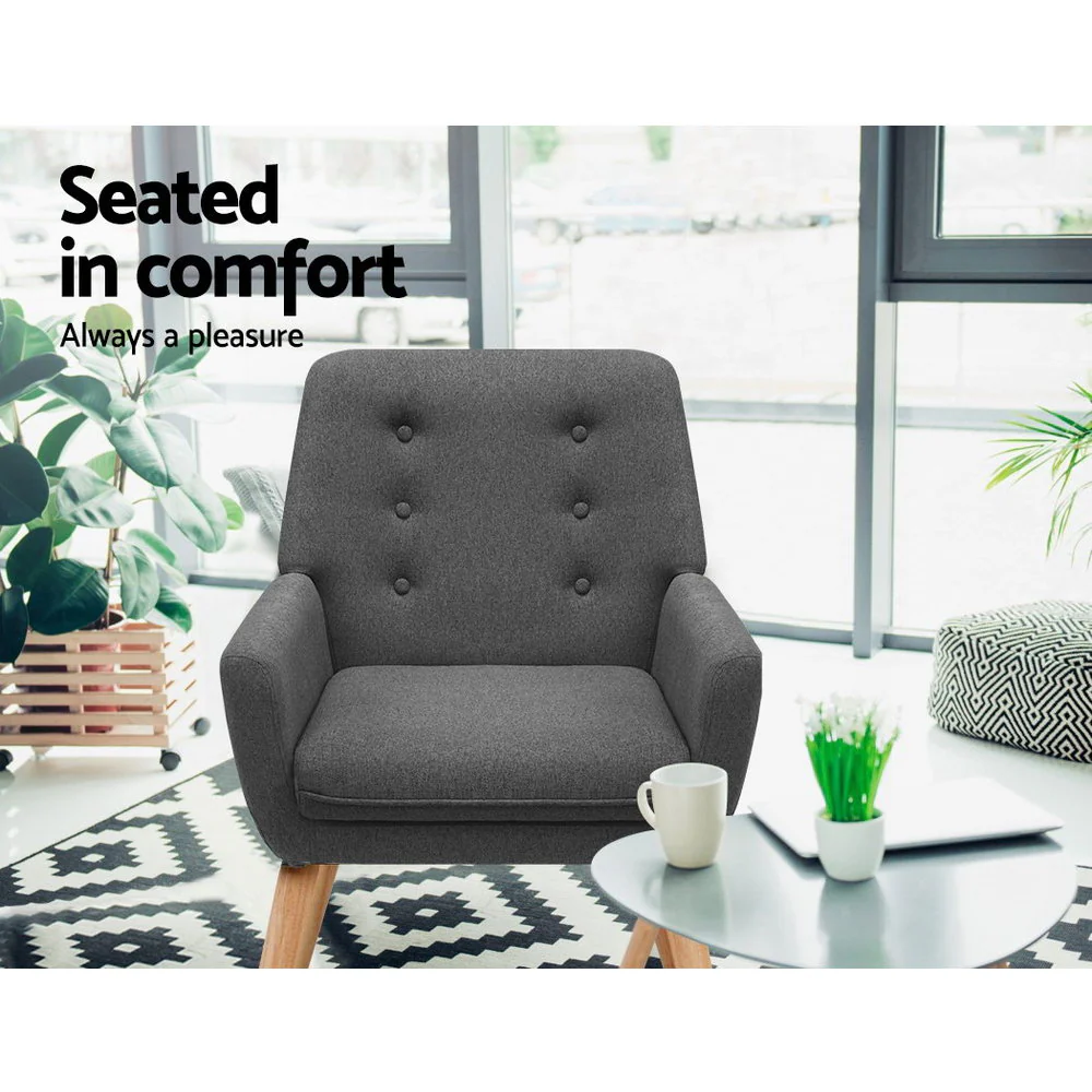 Audene Armchair Linen Fabric - Charcoal - Nurns