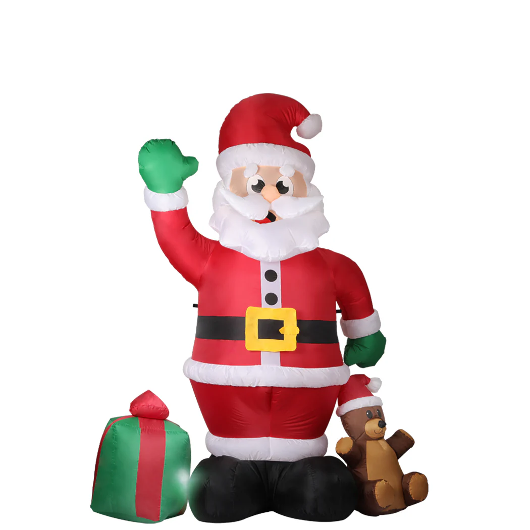 Santa Bear Gift Christmas Inflatable Outdoor Xmas Decorations - 2.4M - Nurns