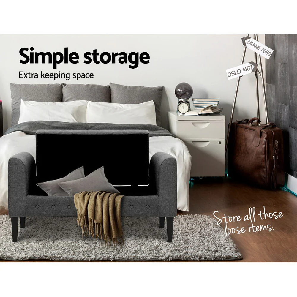Fabric Storage Ottoman - Grey - Nurns