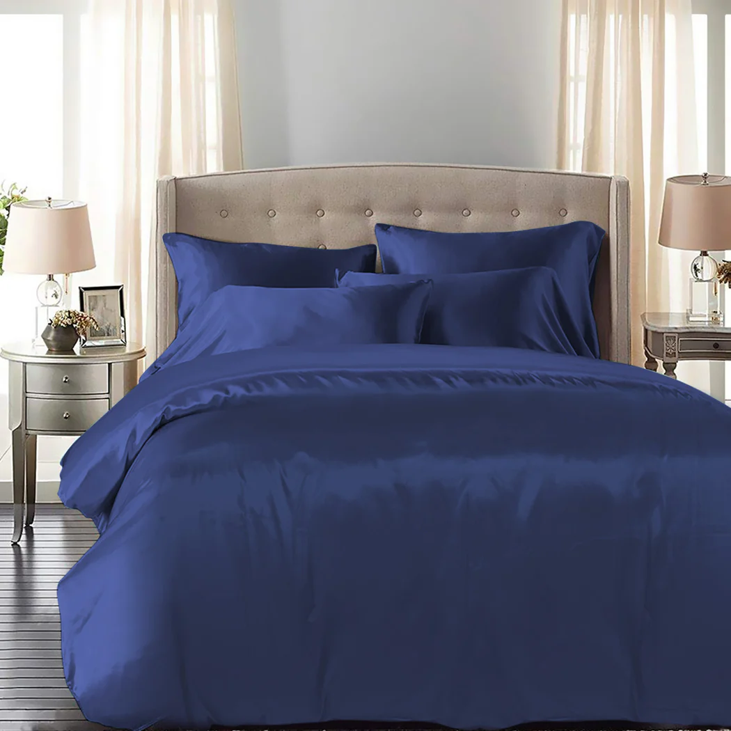 QUEEN 3-Piece Quilt Cover Set Bedspread Pillowcases - Blue - Nurns