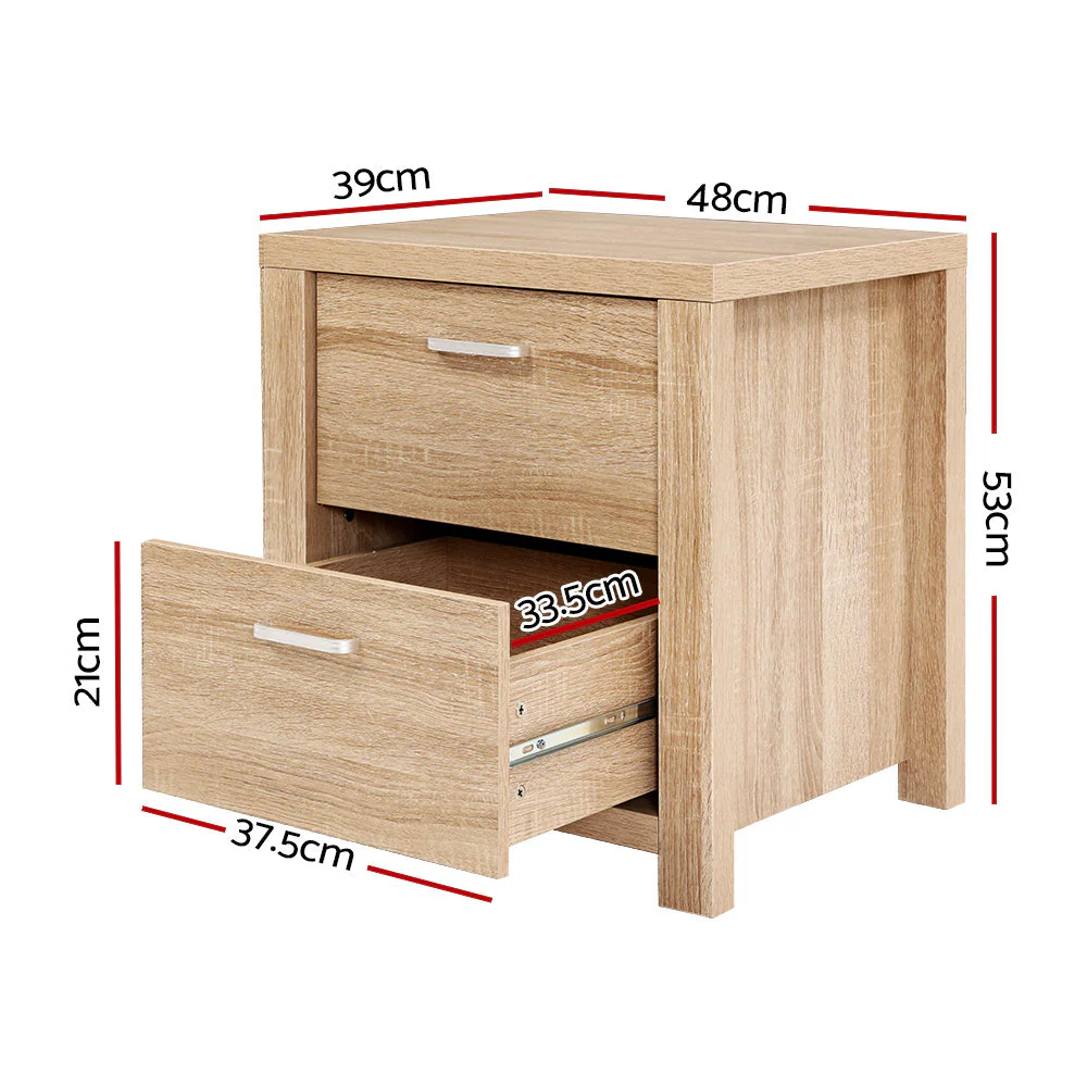 Harlech Queen Bedroom Suite 5 Piece 1x Queen Mattress, 1x Queen Fabric Bed Frame, 2x Wooden Bedside Tables and 1x Tallboy - Nurns