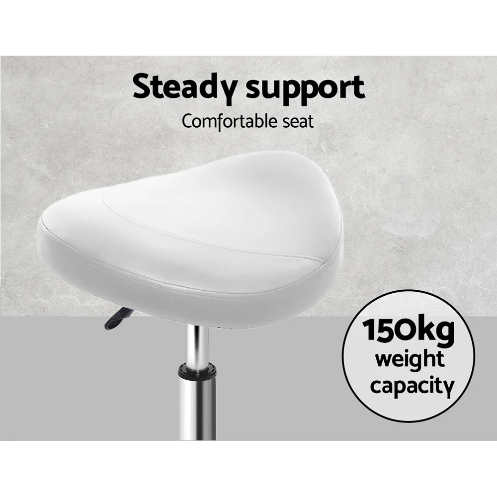 Set of 2 Salon Stool Saddle Swivel Chair White - Nurns