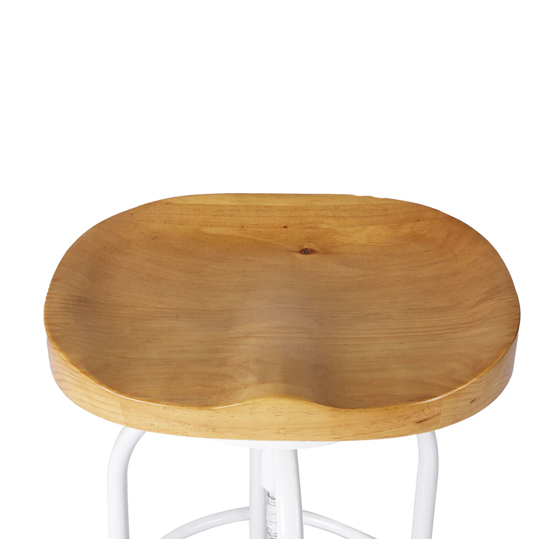 90cm Avignon Industrial Bar Stools Kitchen Stool Wooden Barstools Swivel Chair - White - Nurns