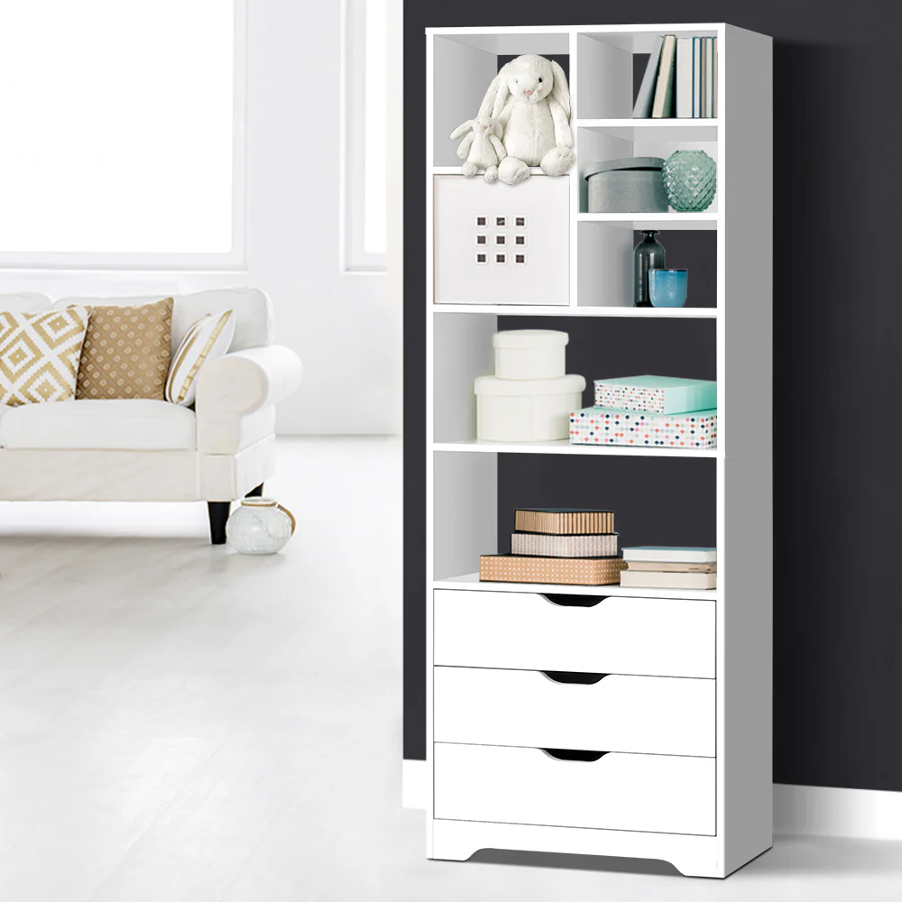 Artiss Bookshelf With Drawers - Nana White - Nurns