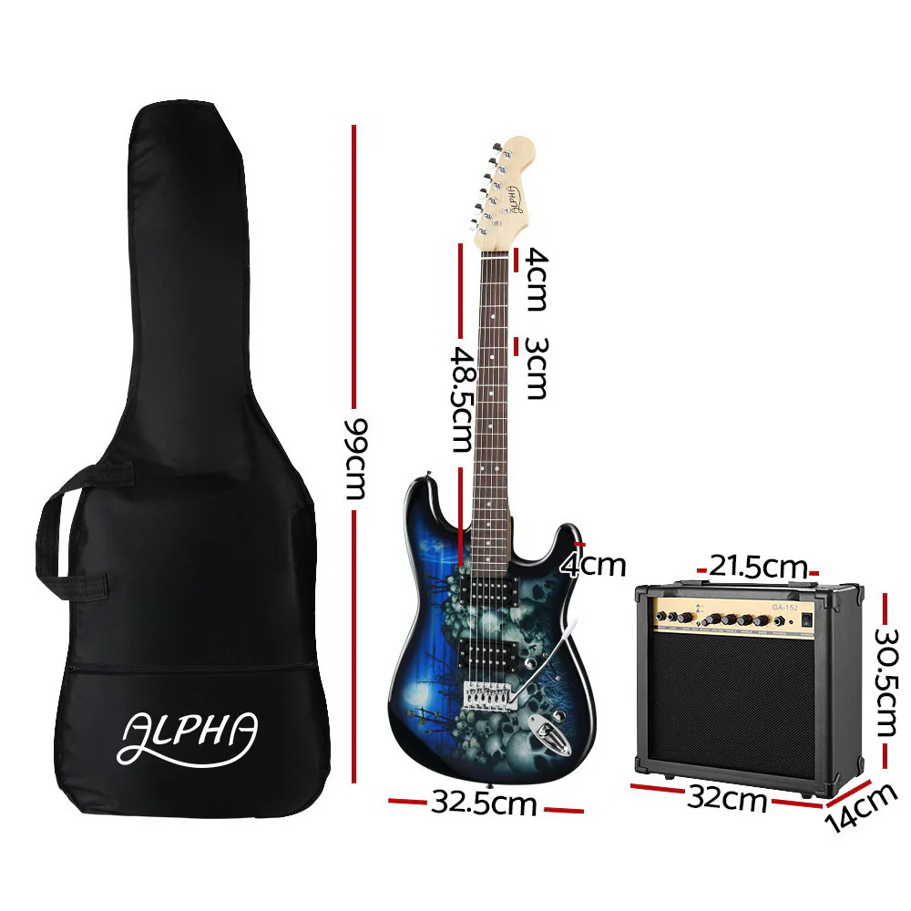 Alpha 41 Inch Electric Guitar Humbucker Pickup Switch Amplifier Black - Nurns
