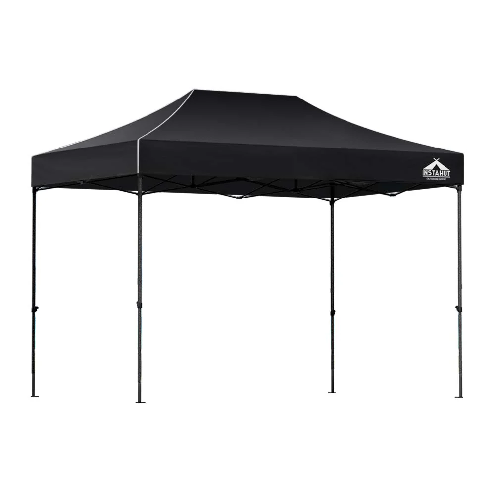 Instahut Gazebo Pop Up Marquee 3x4.5 Folding Tent 500D Wedding Camping Black - Nurns