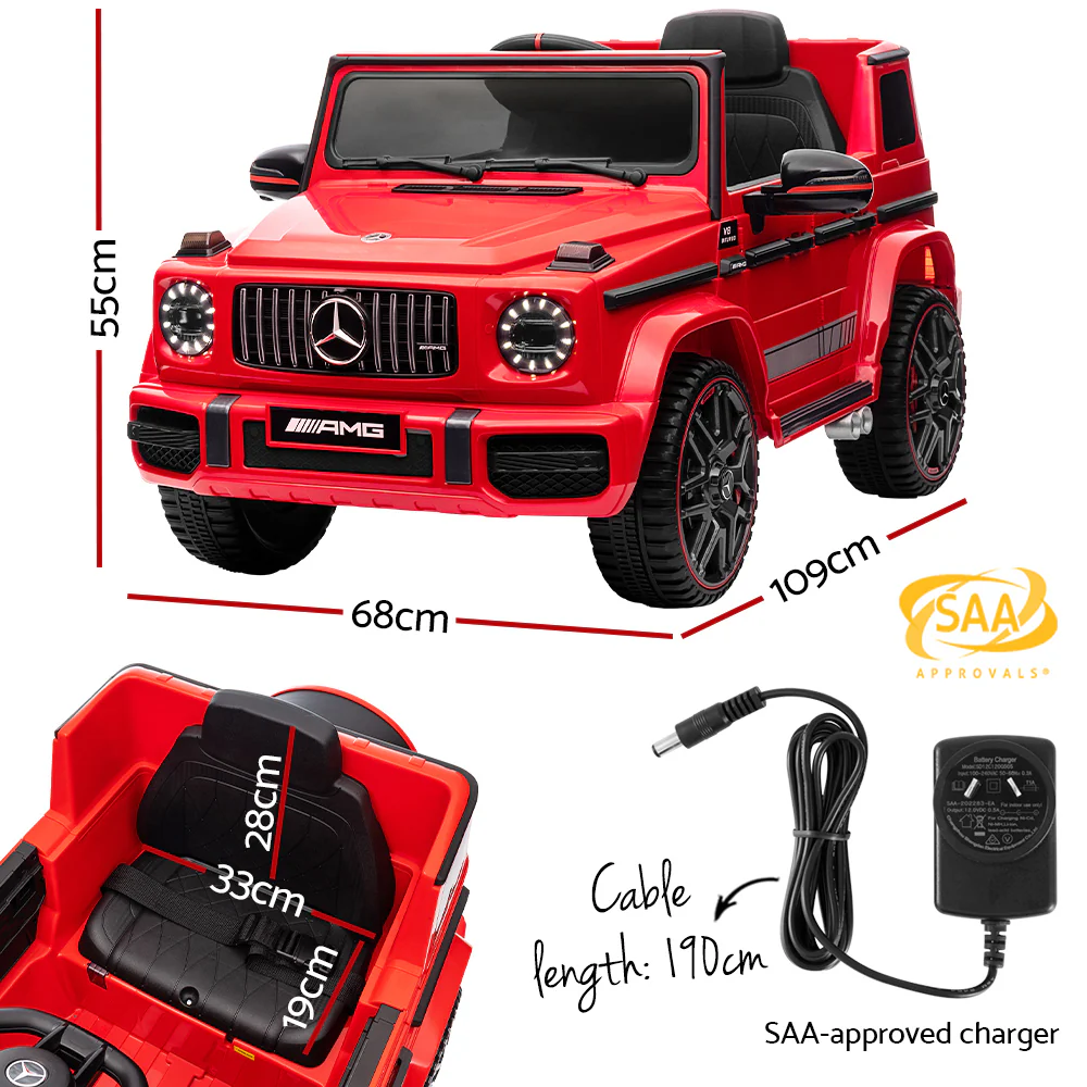 Kids Ride On Car Electric Mercedes-Benz Licensed Toys 12V Battery Cars AMG63 - Red - Nurns