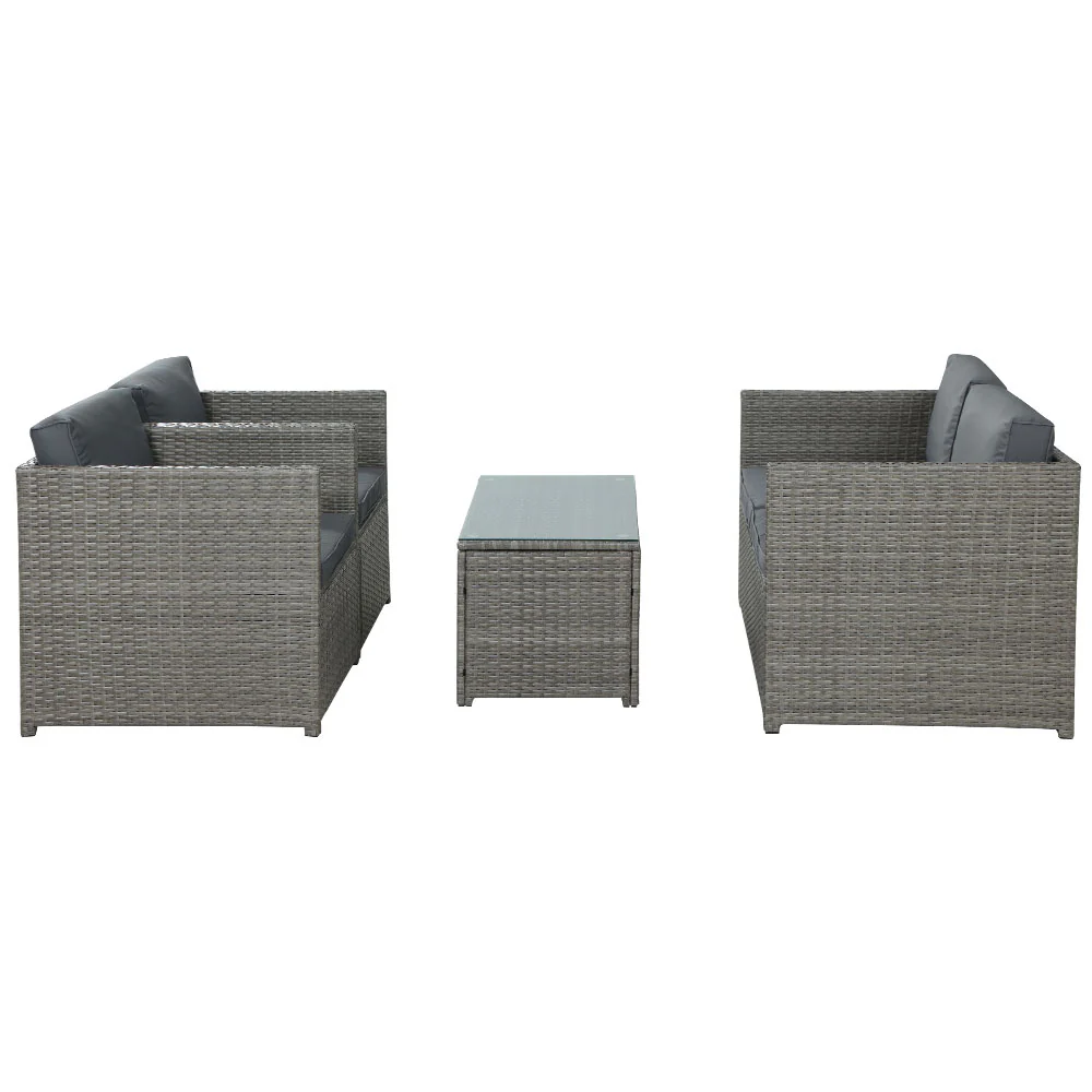 Driffield 4-Seater Furniture Wicker Table Chairs 4-Piece Outdoor Sofa - Grey - Nurns
