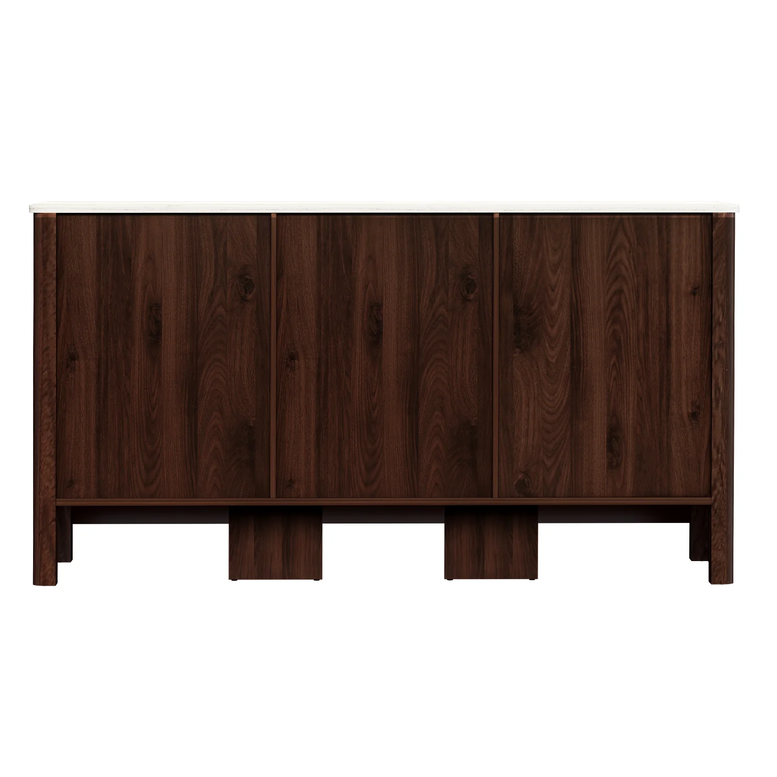 Danny Wooden Buffet Sideboard Cabinet Marble Style Tabletop - Walnut - Nurns