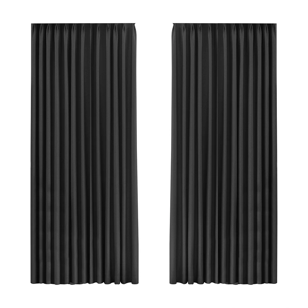 Set of 2 180x250 Blockout Curtains Chenille - Dark Grey - Nurns