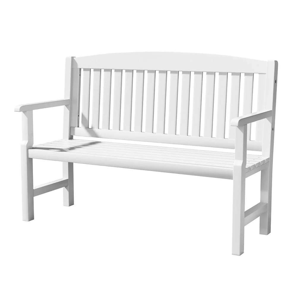 Emeric Outdoor Garden Bench Seat Wooden Chair Patio Furniture Timber Lounge - White - Nurns