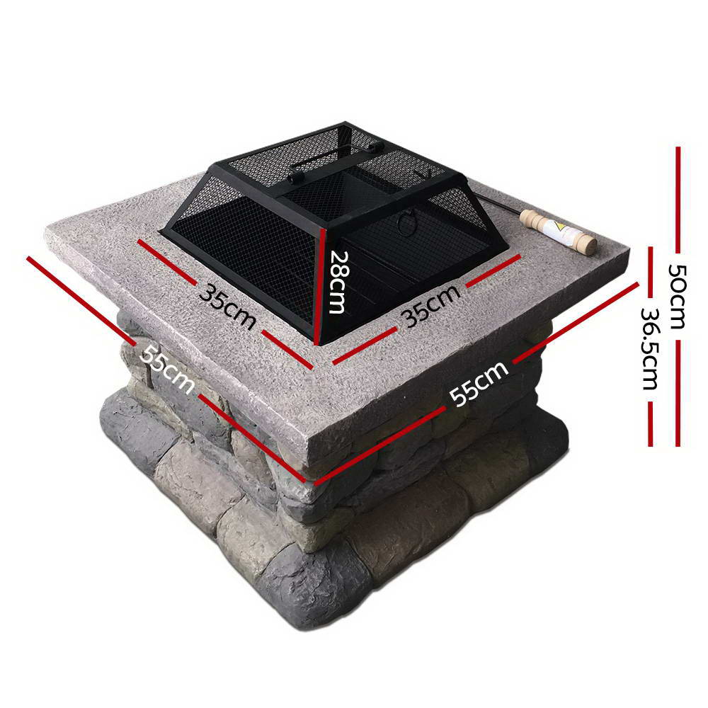 Fire Pit Outdoor Table Charcoal Garden Fireplace Backyard Firepit Heater - Nurns