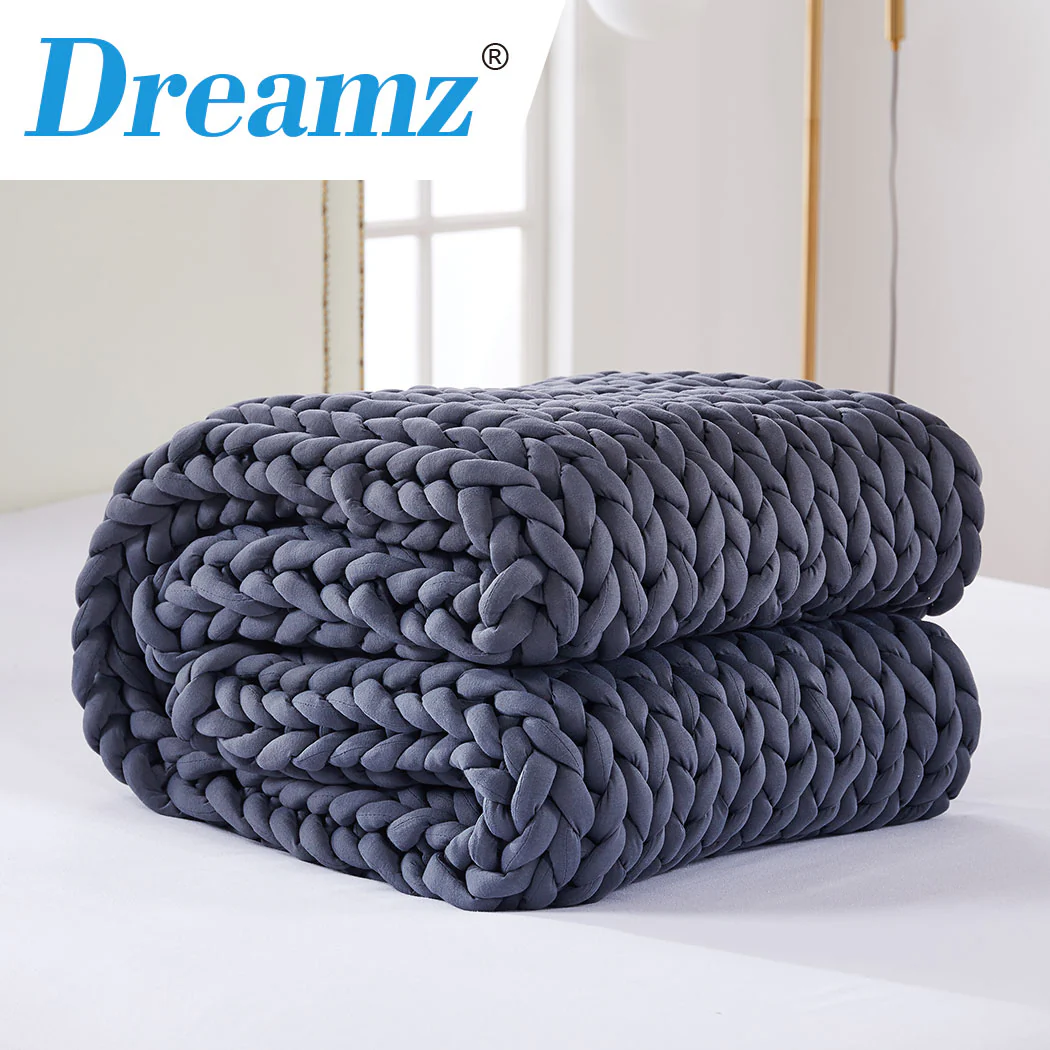 Whimsy Weighted Soft Blanket Knitted Chunky Bulky Knit 9KG - Dark Grey - Nurns